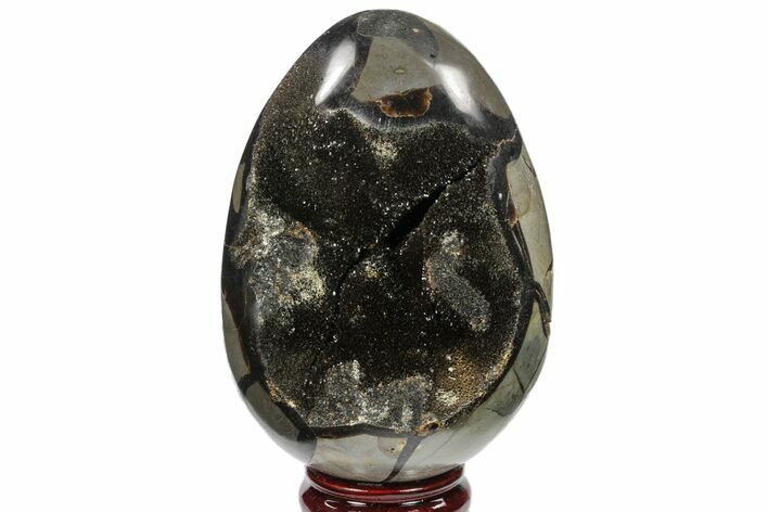 Septarian Dragon Egg Geode - Black Crystals #134643